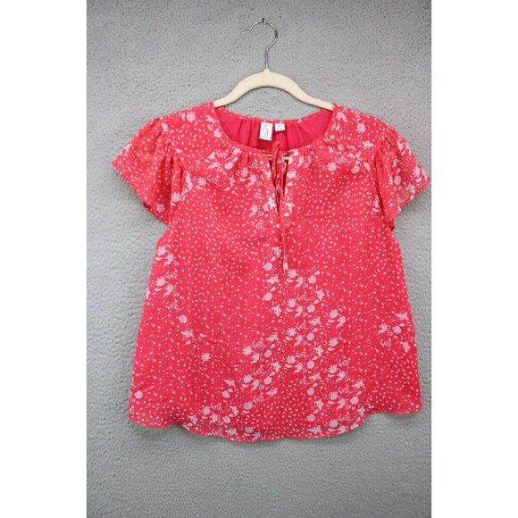 Joie Short Flutter Sleeves Semi-Sheer Top-Lined-Metallics-S/P-Fairy-Cottagecore - Picture 1 of 13